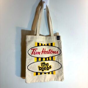 TIM HORTONS & JUSTIN BIEBER Tim Biebs Cotton Canvas Top Handle Tote Bag